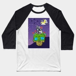 Starry Raccoon Night Baseball T-Shirt